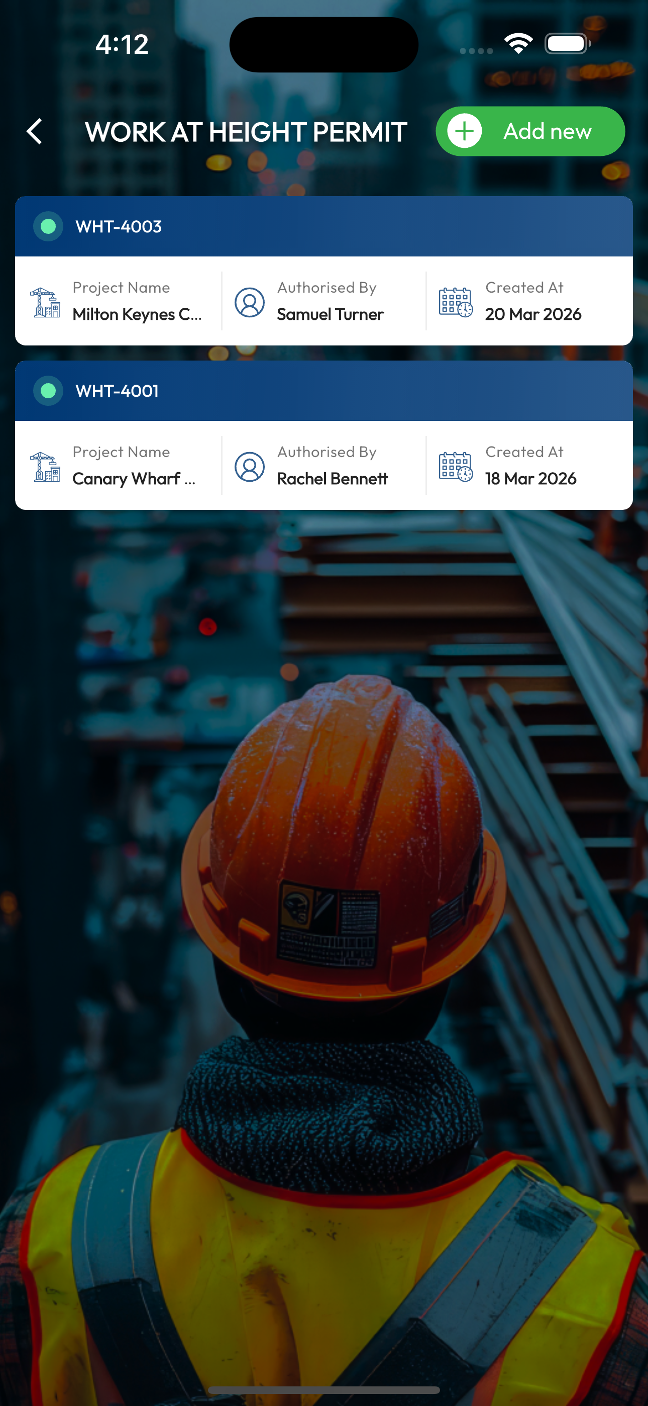 Work at height permit